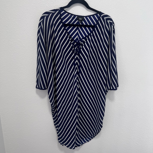 Massimo Blue and White Plus Size Striped Blouse Size XL - Picture 1 of 5